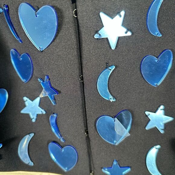 Nasty Gal Mirrored Charm Heart Moon Stars Crop Bralette Navy 8 NWT $107 - Picture 10 of 12